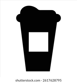 paper coffee cup with lid silhouette icon illustration