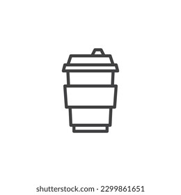 Paper coffee cup line icon. linear style sign for mobile concept and web design. Disposable coffee cup outline vector icon. Symbol, logo illustration. Vector graphics