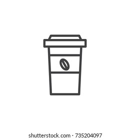 Paper coffee cup line icon, outline vector sign, linear style pictogram isolated on white. Symbol, logo illustration. Editable stroke