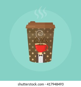 Paper Coffee cup logo concept vector illustration isolated. 