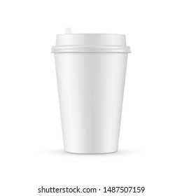 Paper Coffee Cup Mockup Isolated On White Background. Vector Illustration