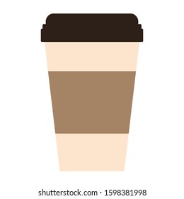 Paper coffee cup mockup isolated on white background. Vector stock illustration.