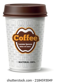 Paper coffee cup mockup. Realistic disposable hot drink container isolated on white background