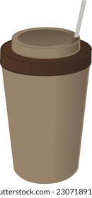 Coffee Cup De Papel Con Paja. Ilustración vectorial de la Copa de Café Desechable