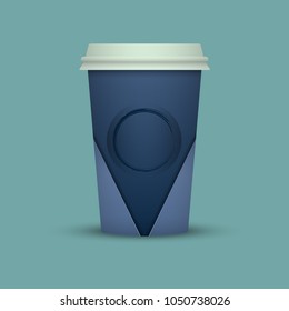 Paper coffee cup mock-up. Vector realistic illustration