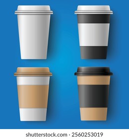 Paper coffee cup mockup vector with isolated background.