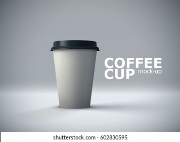 Paper coffee cup mock-up. Vector realistic 3d illustration. Package mockup design for branding