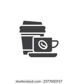 Paper coffee cup and mug vector icon. filled flat sign for mobile concept and web design. Coffee cups glyph icon. Symbol, logo illustration. Vector graphics