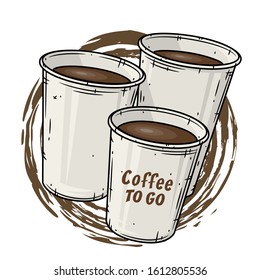 Paper coffee cup on the background of imprint