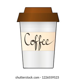 Paper Coffee Cup on white background. Collection Coffee Cup Mockup. Vector Illustration Template