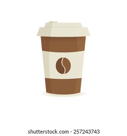 Paper coffee cup on a white background.  Vector illustration.