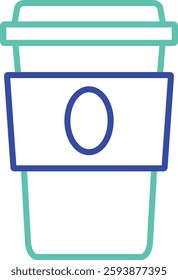 Paper coffee Cup outline dual color vector illustration icon design