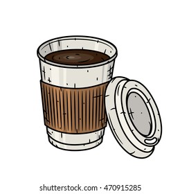 Paper coffee cup  over white background