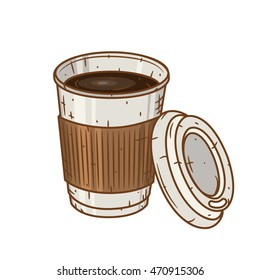 Taza de café de papel sobre fondo blanco