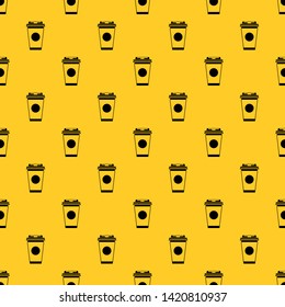 Paper coffee cup pattern seamless vector repeat geometric yellow for any design