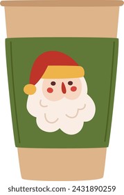 Paper Coffee Cup With Santa Vector Illustration