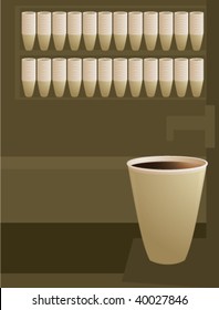 Paper coffee cup scene - vector version