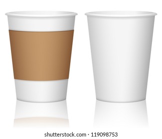 Paper coffee cup set on a white background.