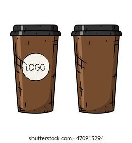Paper coffee cup set on a white background.