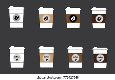 paper coffee cup set on dark background - vector
