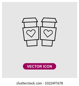 Paper coffee cup sign icon in trendy flat style isolated on grey background, modern symbol vector illustration for web
