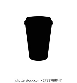 Paper coffee cup silhouette vector flat design on white background.