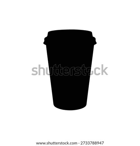 Paper coffee cup silhouette vector flat design on white background.