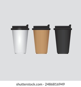 Paper coffee cup size collection.  take away drink set