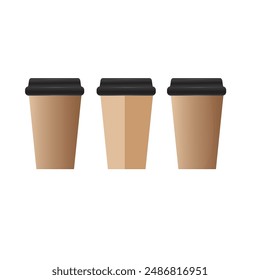 Paper coffee cup size collection.  take away drink set