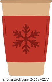 Paper Coffee Cup With Snowflake Vector Illustration