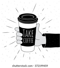 Taza de café de papel. Llévate café. Ilustraciones vectoriales.