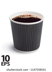 Paper coffee cup. Vector 3d illustration
