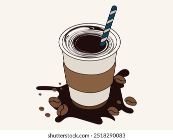 Paper Coffee cup vector art  illustration.