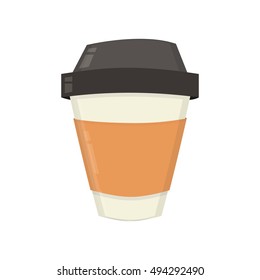 Paper coffee cup vector cartoon illustration. Isolated on white background 