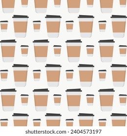 paper coffee cup vector illustration repeating pattern design