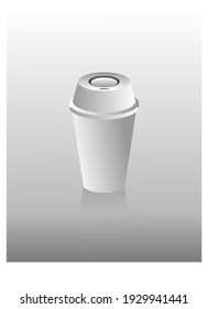 Paper coffee cup. White paper cup with lid for latte mocha cappuccino drinks realistic vector 3d mockups 
