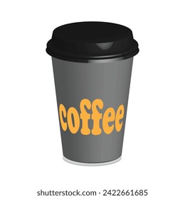 Cubos de café de papel. tazas de papel negro, recipiente marrón en blanco con tapa para mocha de latte capuchino bebidas vectoriales realistas maquetas 3d