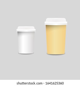 Paper coffee cups mock up. Vector realistic 3d illustration.