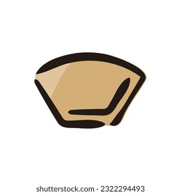 Paper coffee filter - Coffee icon (Hand-drawn line, colored version)