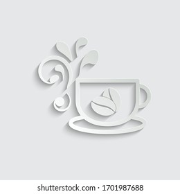 Paper coffee icon. Cup of coffee  icon. Logo for cafe or restaurant