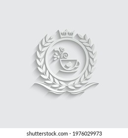 paper  coffee logo template caffeine luxury royal vector company  decorative emblem with crown  