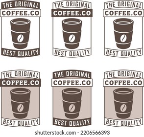 Papier-Kaffee- oder Teebeutel-Symbol mit Text einzeln auf weißem Hintergrund
