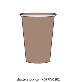 Paper coffee or tea cup symbol simple flat icon on background