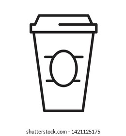 Paper coffee or tea cup thin line isolated flat vector icon - Vector