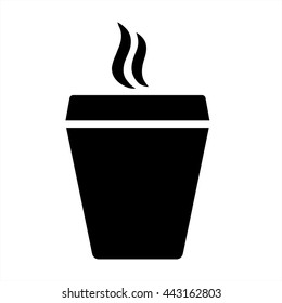 paper coffee tea hot drink glass with steam black icon