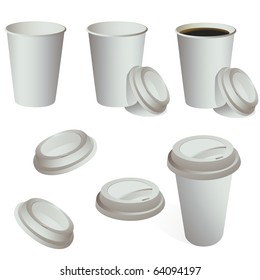 Paper coffee, tea, ice cream cup set isolated on white vector