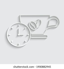 paper coffee time, time for break icon vector. time for coffee logo