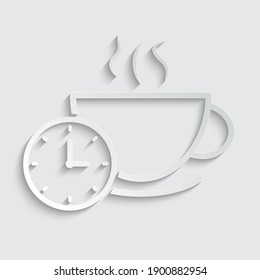 Paper Coffee Time, Time For Break Icon Vector. Time For Coffee Logo