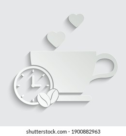 paper coffee time, time for break icon vector. time for coffee logo
