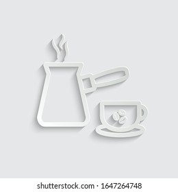 paper coffee turk icon vector, copper turkish coffee